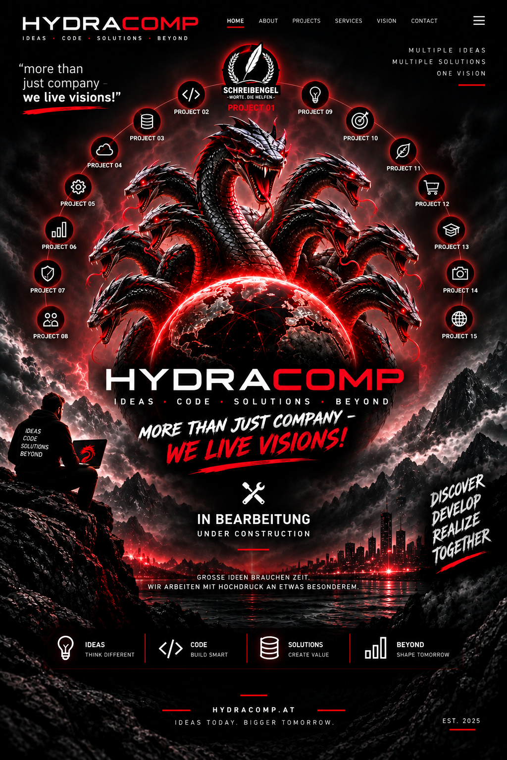 HYDRACOMP – Multi-Head Hydra, SCHREIBENGEL Project 01, 15 projects, More than just company – we live visions, Under Construction